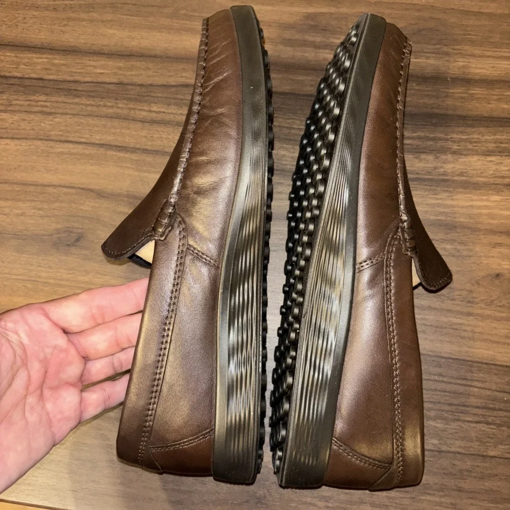 New ECCO S Lite Men's 9 9.5 EU 43 Moc Brown Leather Loafer Moccasin Shoes $180